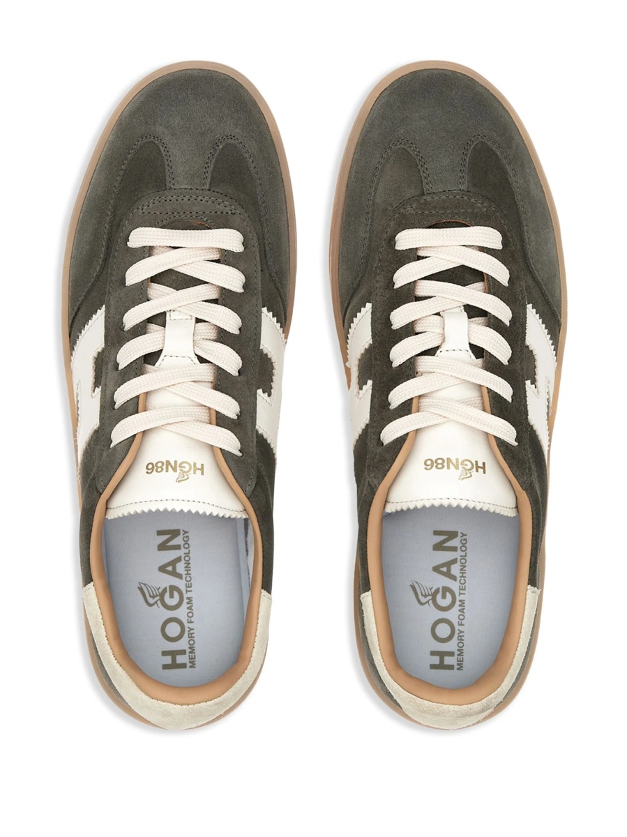 Sneakers Hogan verzi din piele si piele intoarsa - Img 5