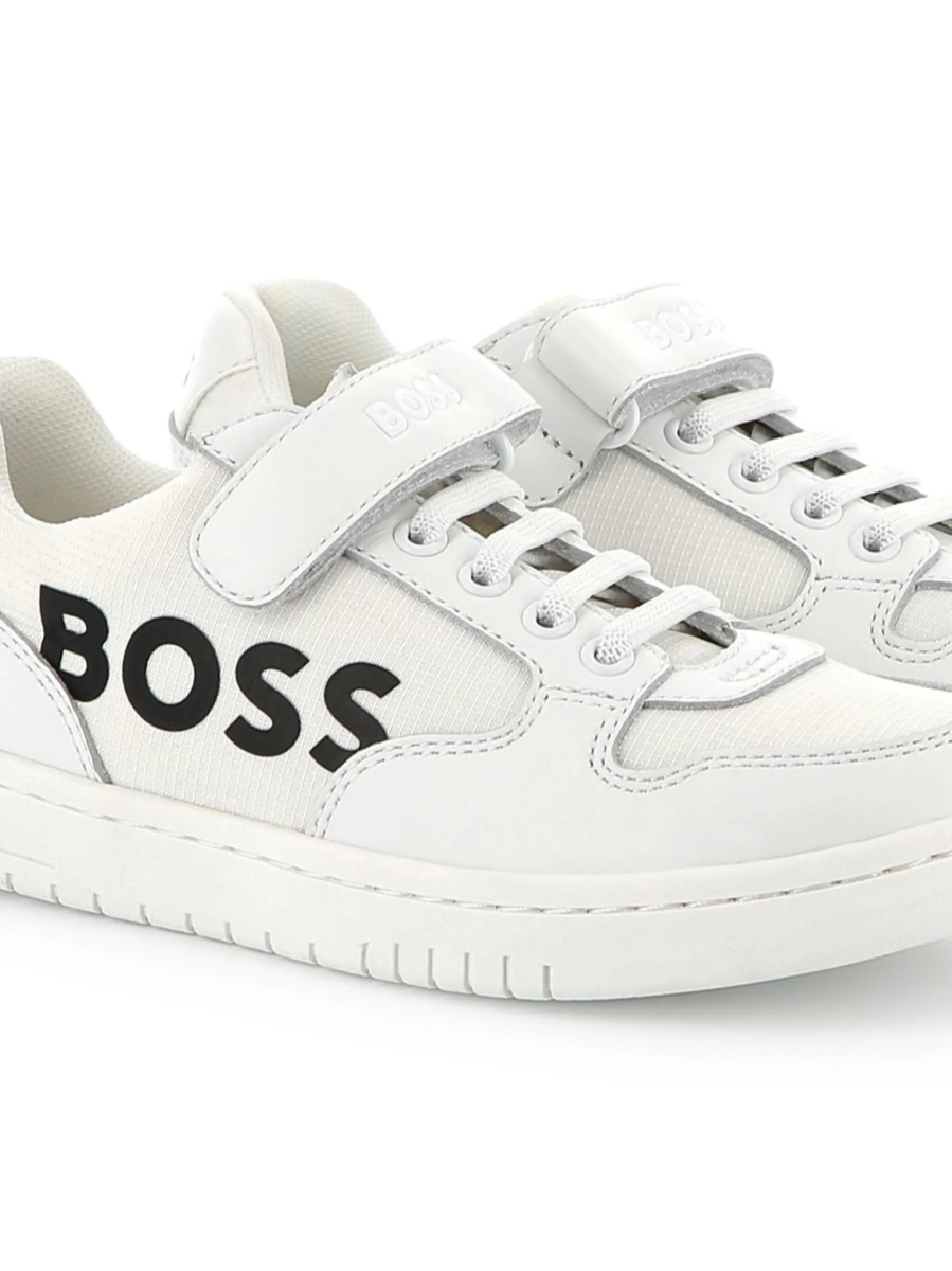 Sneakers Hugo Boss albi din piele si material textil - Img 2