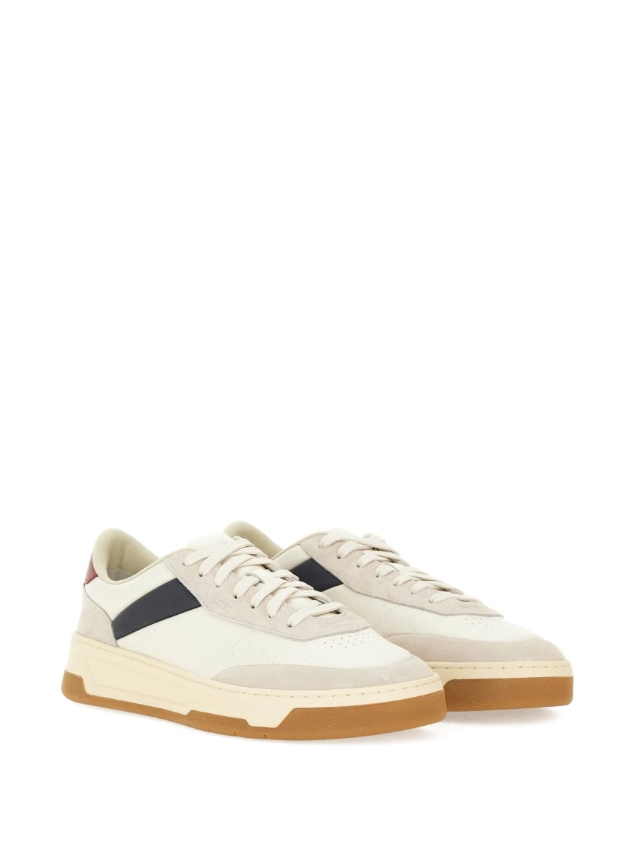 Sneakers Hugo Boss neutri din piele si piele intoarsa - Img 2