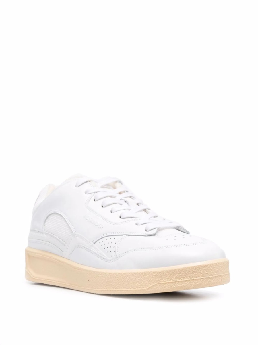 Sneakers Jil Sander albi din polyester si piele - Img 2