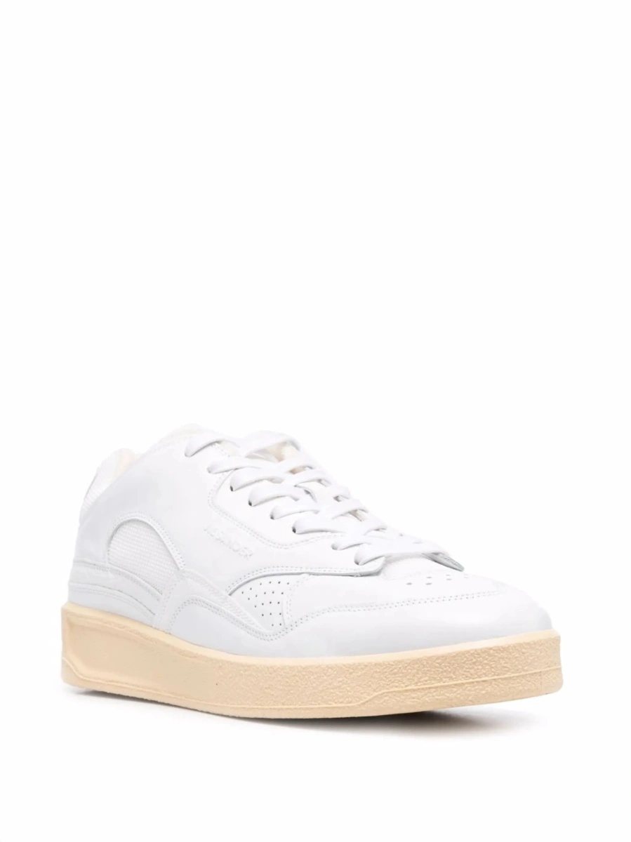 Sneakers Jil Sander albi din polyester si piele - Img 2