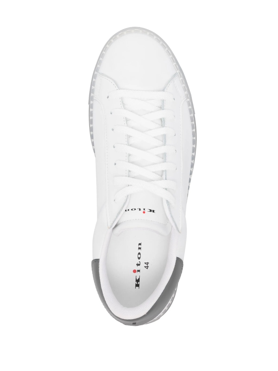 Sneakers KITON albi din piele - Img 4