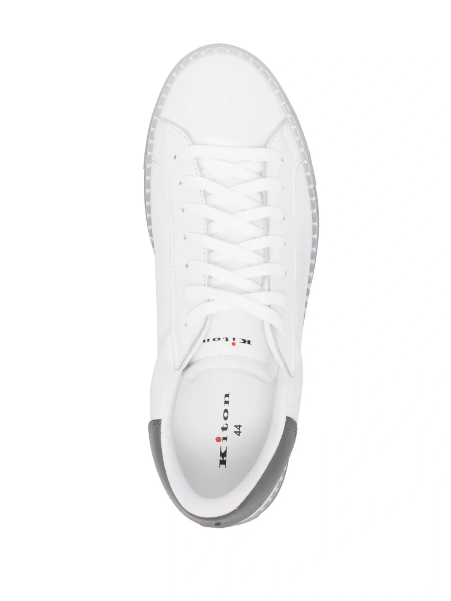 Sneakers KITON albi din piele - Img 4