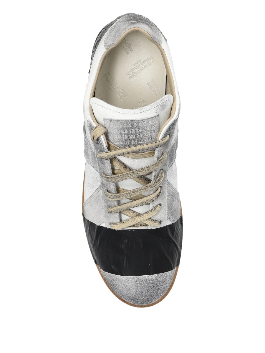 Sneakers Maison Margiela albi din piele si material textil - Img 3