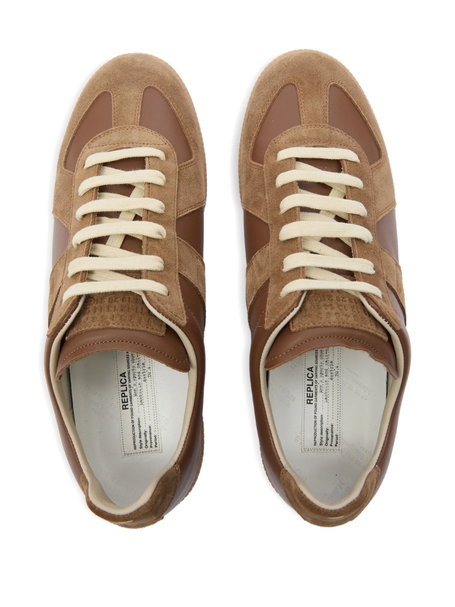Sneakers Maison Margiela replica maro din piele si piele intoarsa - Img 4
