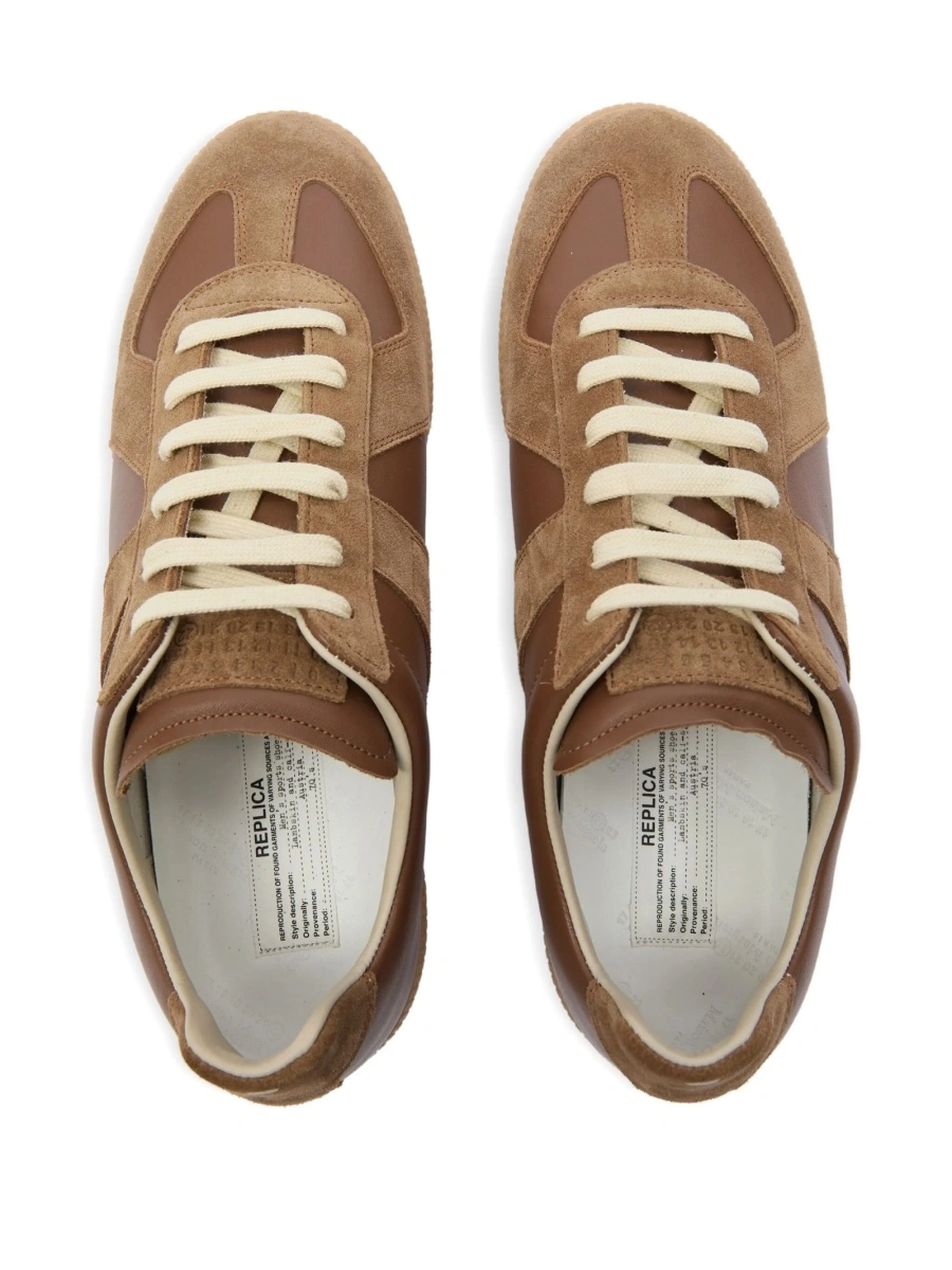 Sneakers Maison Margiela replica maro din piele si piele intoarsa - Img 4