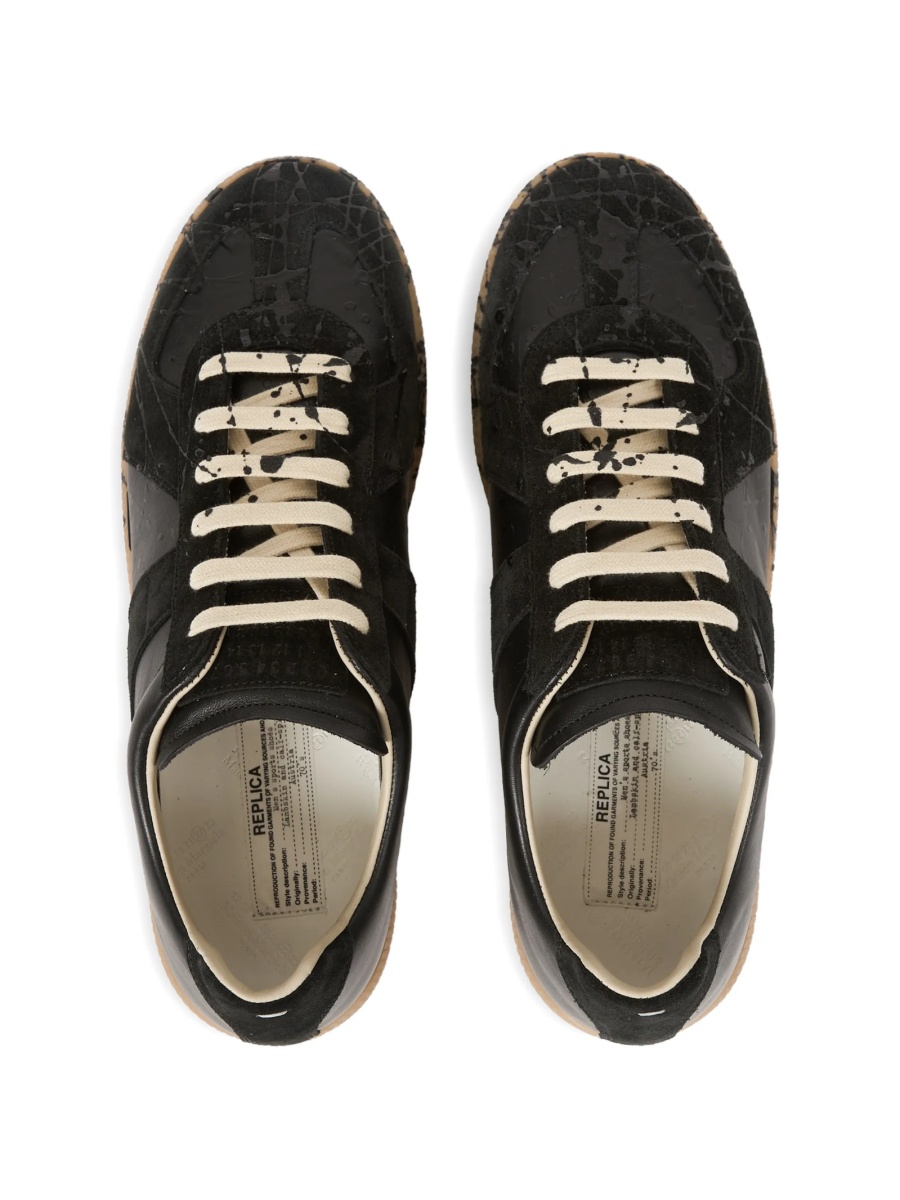 Sneakers Maison Margiela replica negri din piele intoarsa si piele - Img 4