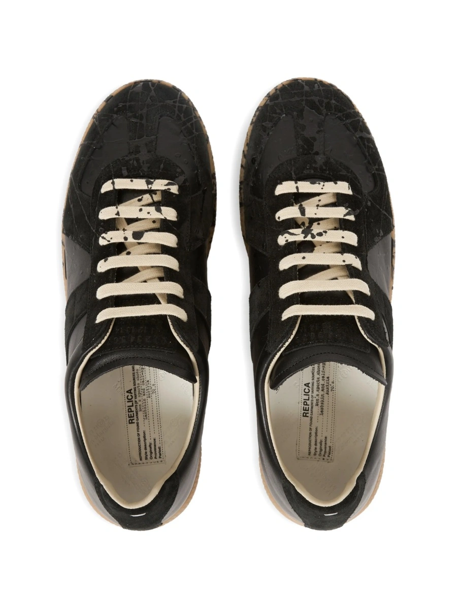 Sneakers Maison Margiela replica negri din piele intoarsa si piele - Img 4