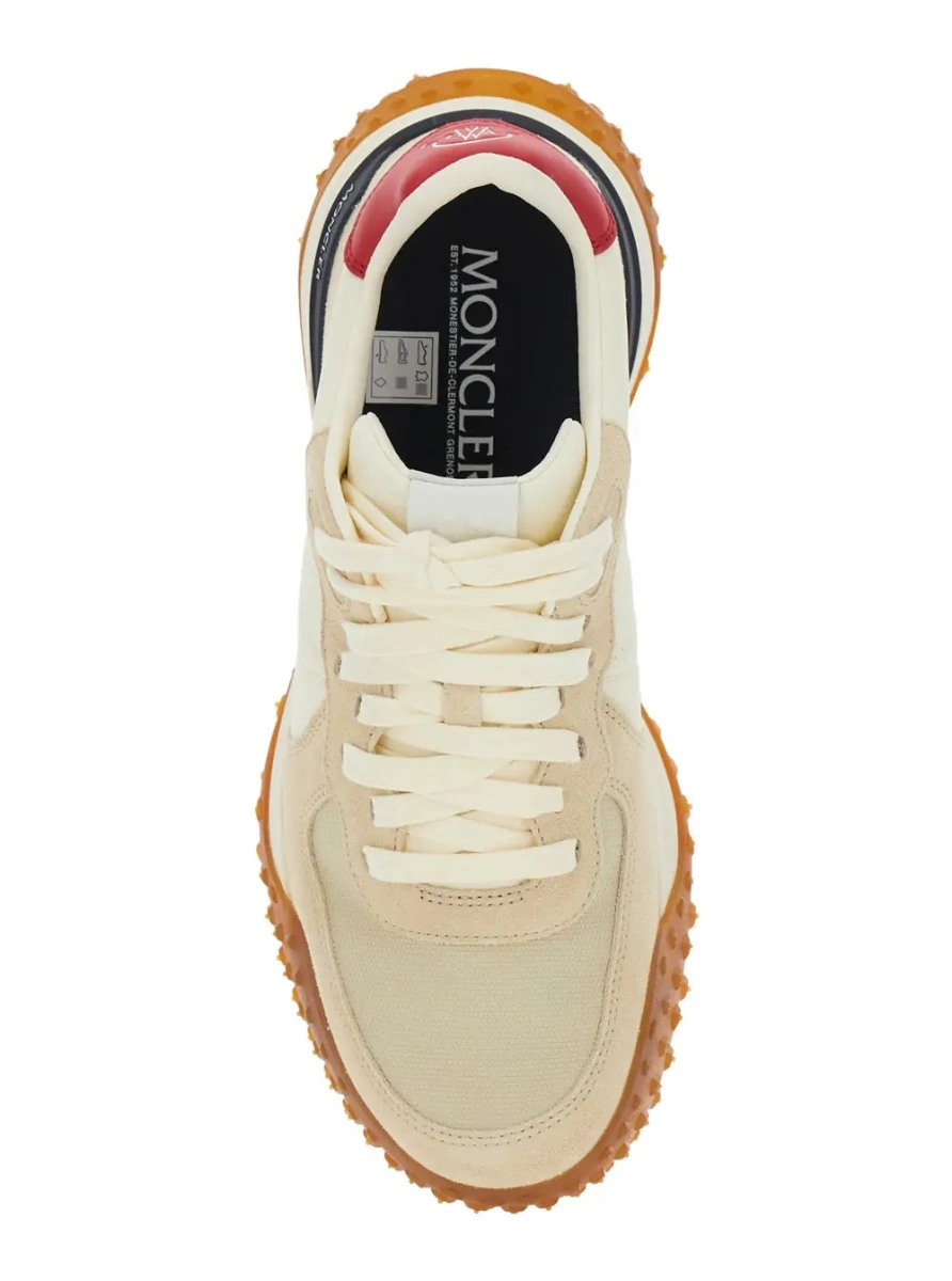 Sneakers Moncler bej din piele si material textil - Img 4