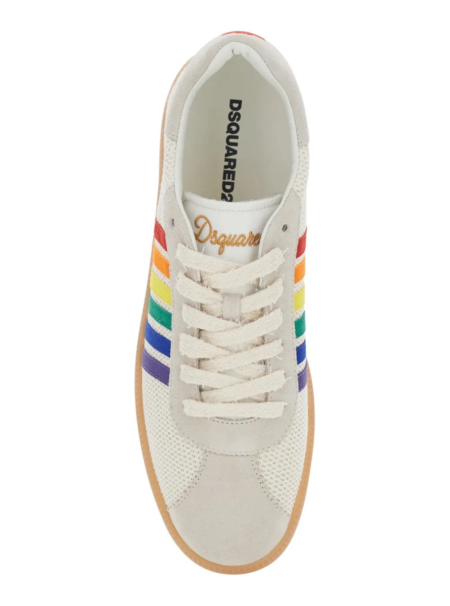 Sneakers Multicolor Sneaker with Logo Lettering Embroidery on the Tongue and Striped Details on the Side in Leather and Fabric for Men - Img 4