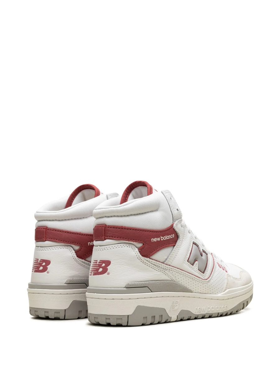 Sneakers New Balance albi din piele si material textil - Img 3