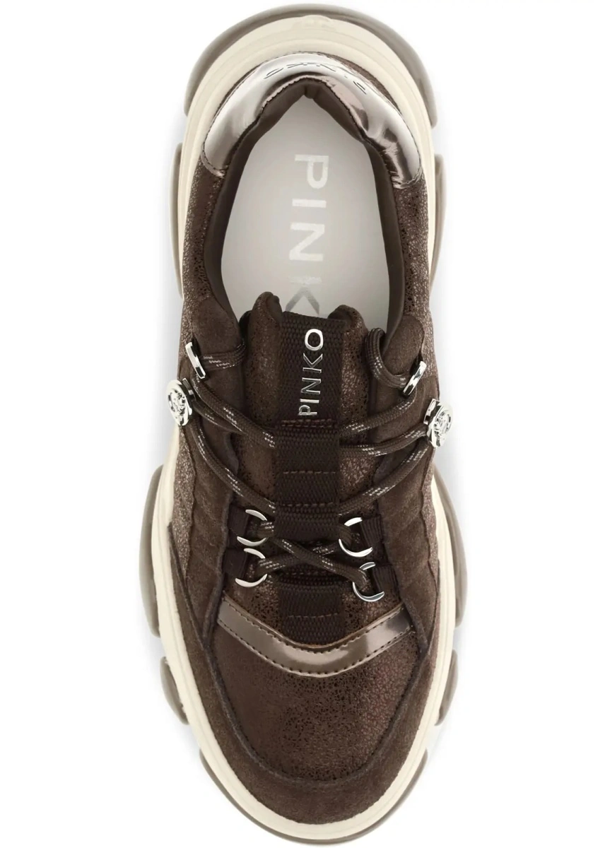 Sneakers Pinko maro din piele intoarsa - Img 4