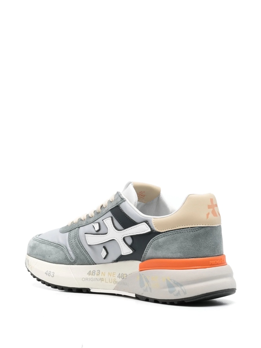 Sneakers Premiata gri din piele si material textil - Img 3