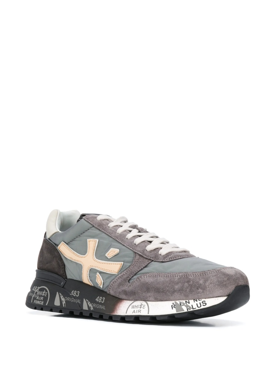 Sneakers Premiata gri din piele si material textil - Img 5