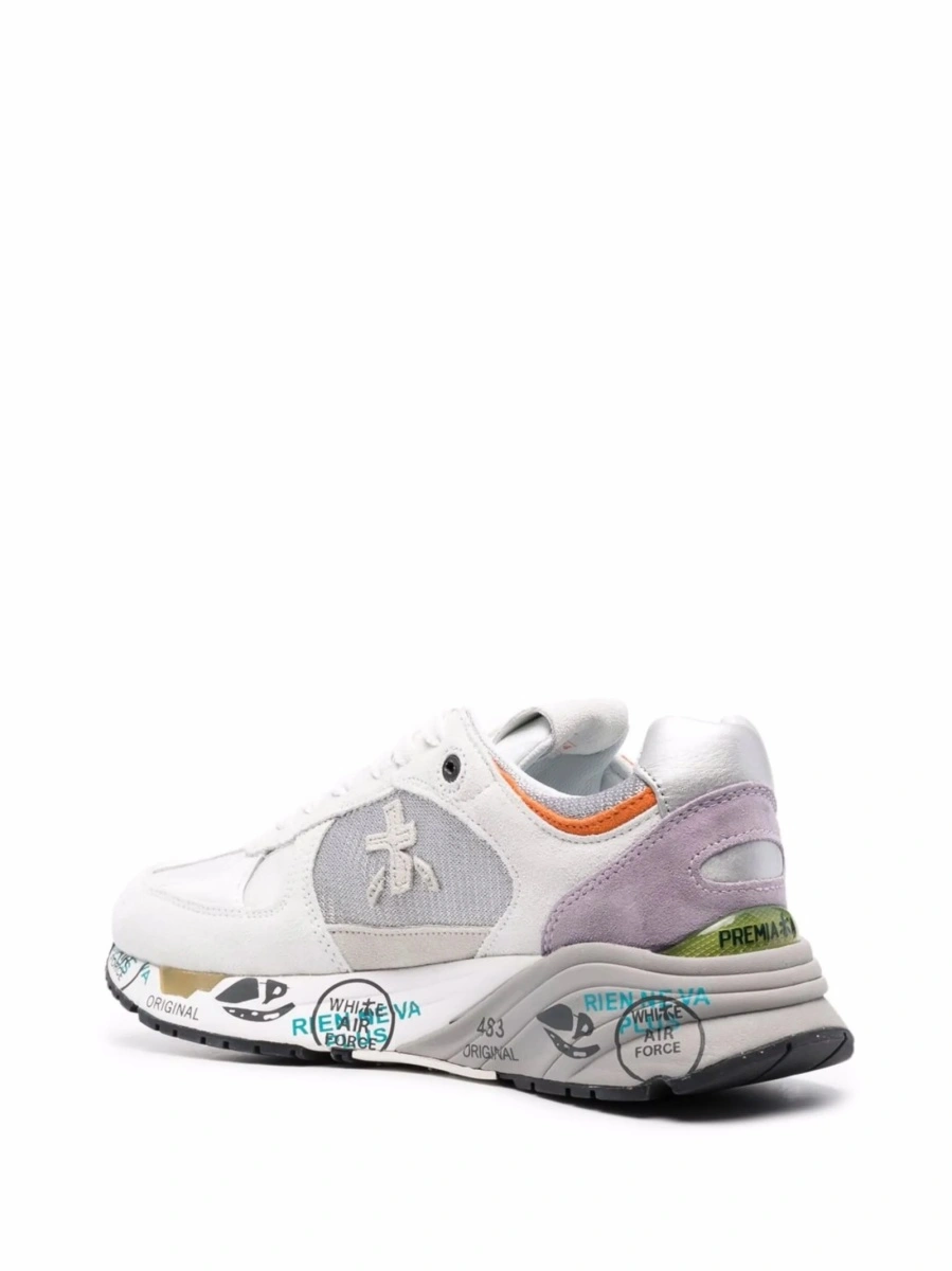 Sneakers Premiata gri din piele si material textil - Img 3