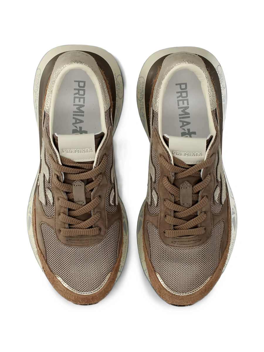Sneakers Premiata maro din poliuretan si par de vitel - Img 4