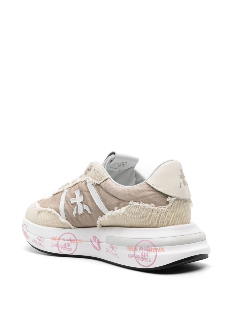 Sneakers Premiata neutri din piele si bumbac - Img 3