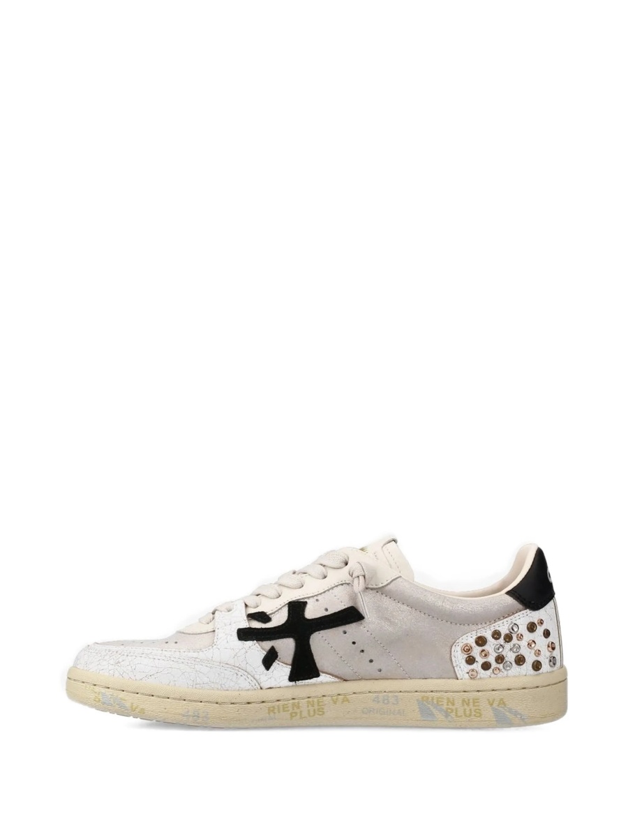 Sneakers Premiata neutri din piele si metal - Img 3