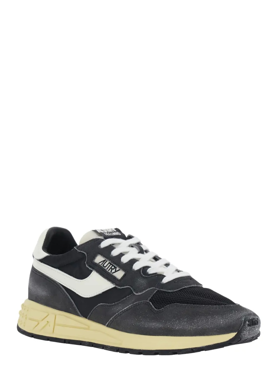 Sneakers 'Reelwind' Black Low Top Sneakers with Logo Patch on the Tongue and Faded Design in Leather and Fabric for Men - Img 2