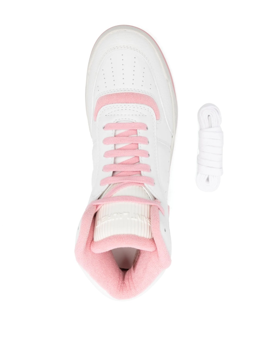 Sneakers Saint Laurent albi din material textil si piele - Img 4