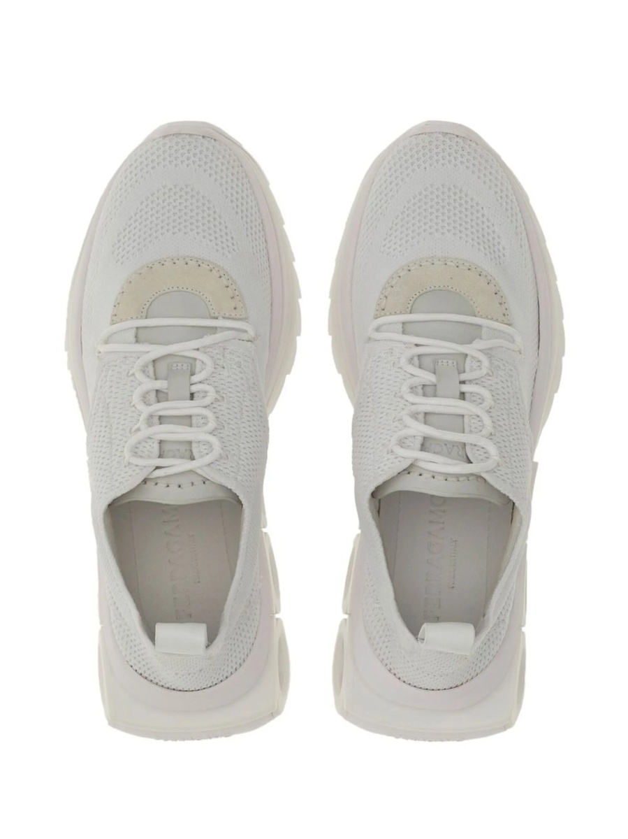Sneakers Salvatore Ferragamo gancini albi din material textil si piele - Img 4