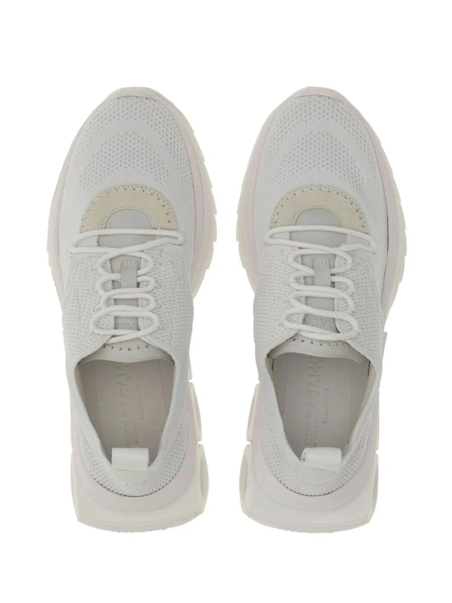 Sneakers Salvatore Ferragamo gancini albi din material textil si piele - Img 4