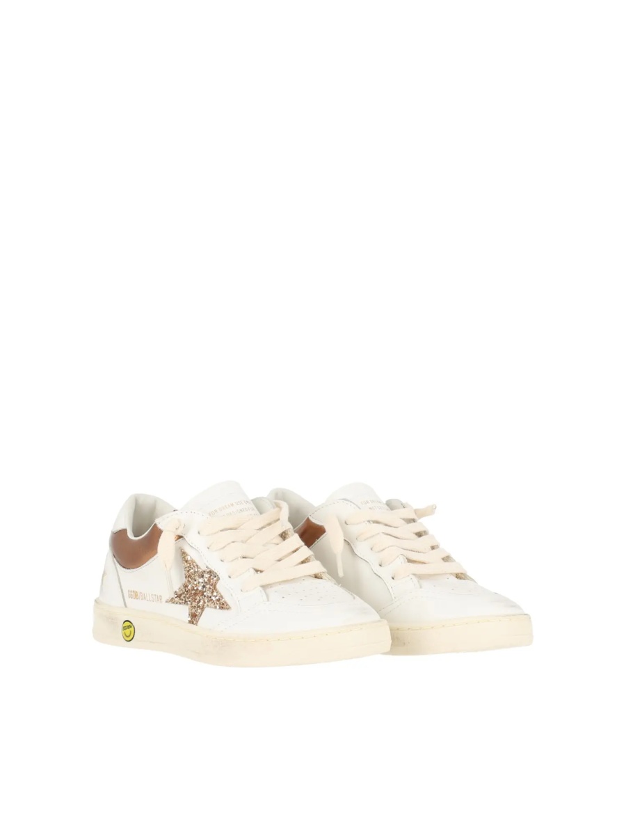 Sneakers SNEAKERS BALLSTAR LEATHER UPPER TOE SPUR AND HEEL LAMINATED COLLAR GLITTER STAR WHITE/GOLD - Img 2