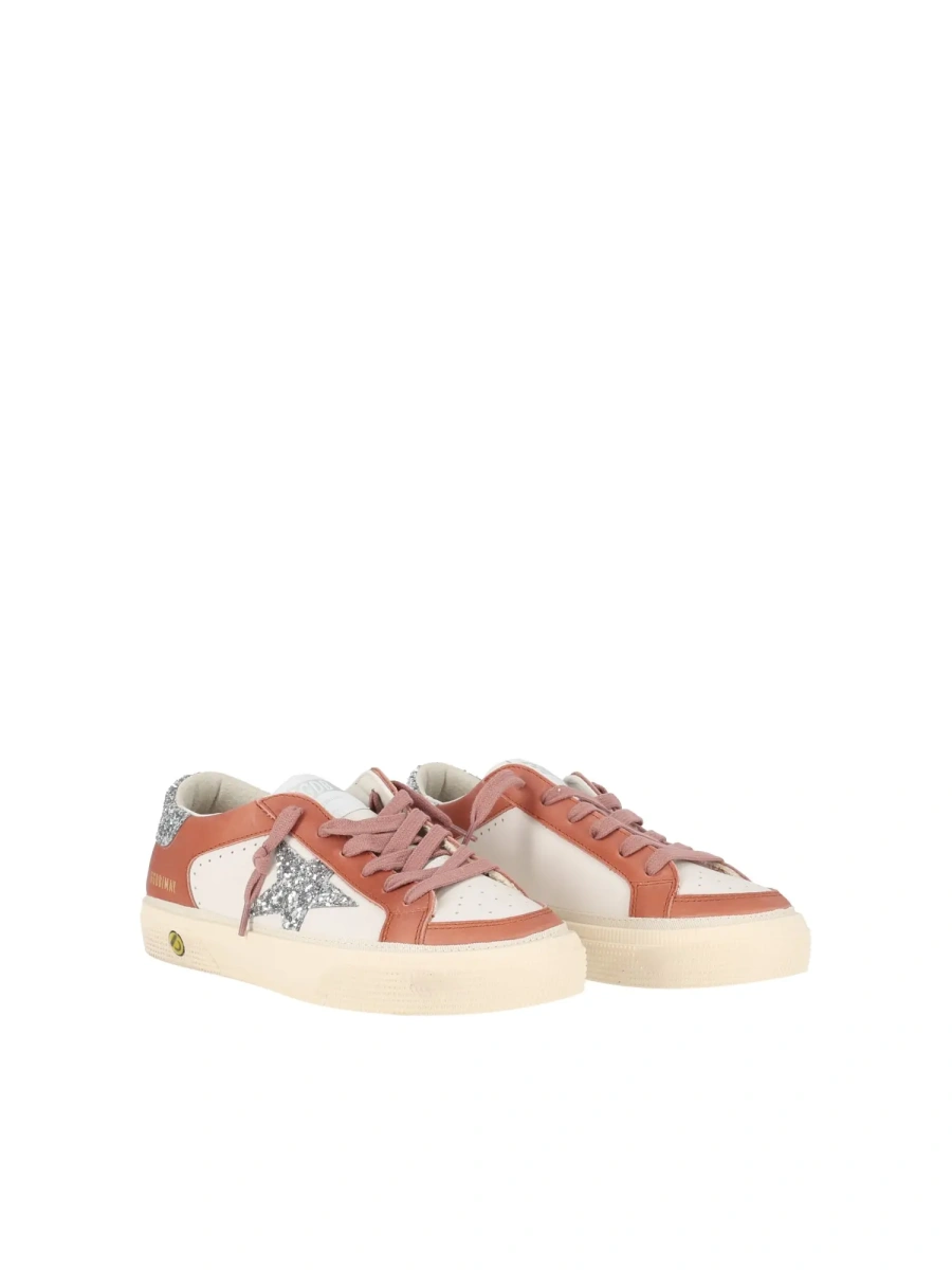Sneakers SNEAKERS MAY LEATHER UPPER AND TOE GLITTER STAR AND HEEL WHITE/BORDEAUX/SILVER - Img 2
