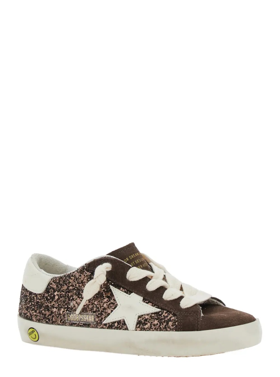 Sneakers 'Superstar' Brown Low Top Sneakers with Star Patch on the Side and All-Over Glitter in Leather Girl - Img 2