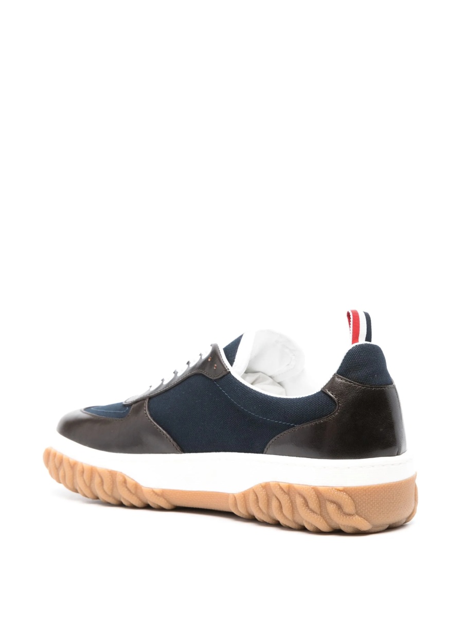Sneakers Thom Browne albastri din material textil si piele - Img 3