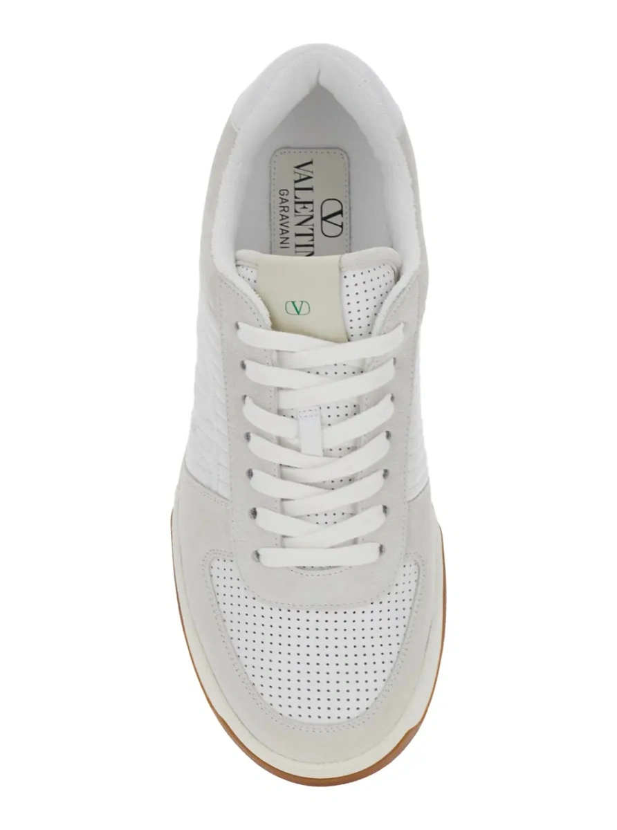 Sneakers Valentino Garavani albi din piele si material textil - Img 3