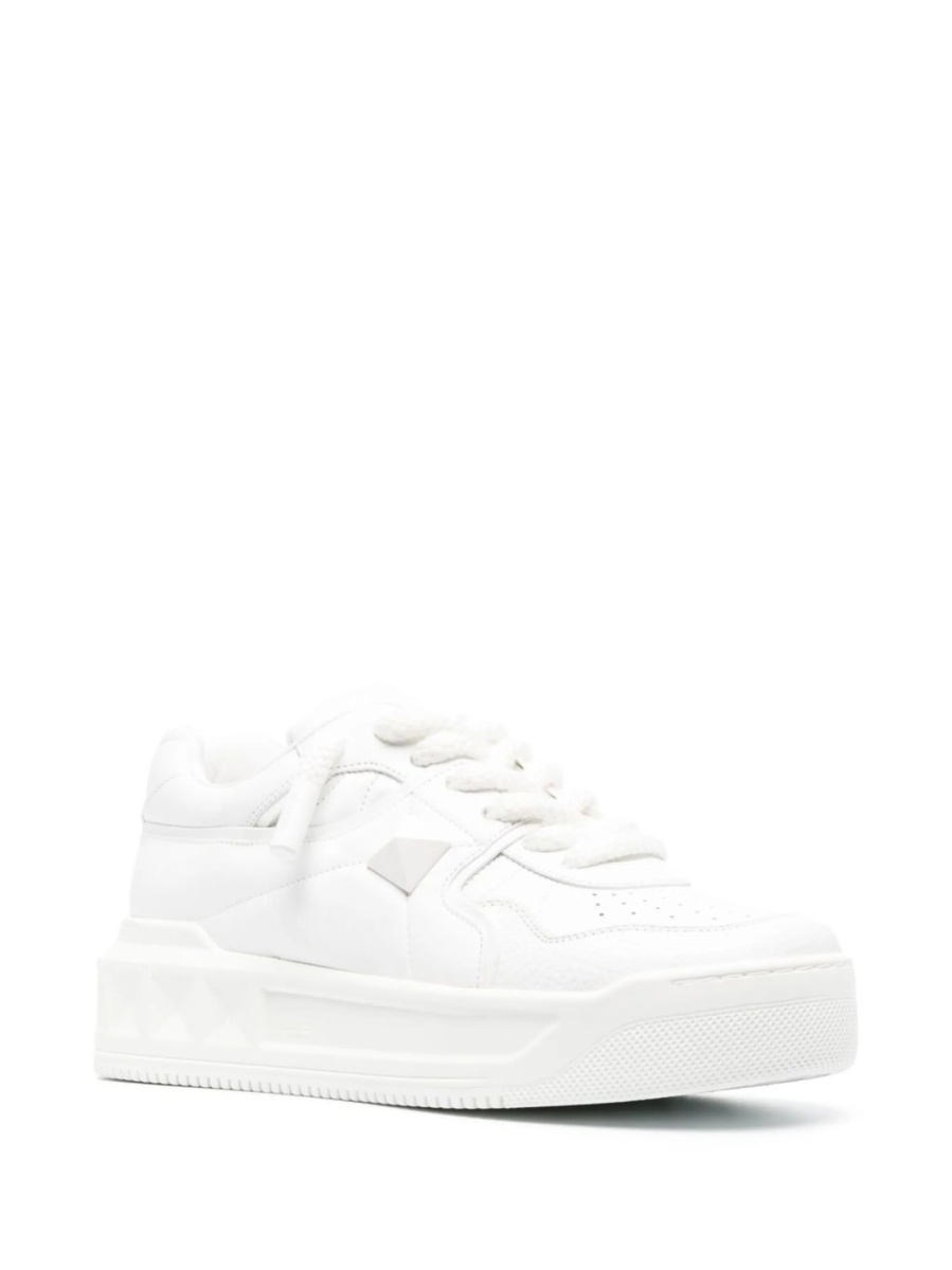 Sneakers Valentino Garavani One Stud albi din piele si piele eco - Img 2
