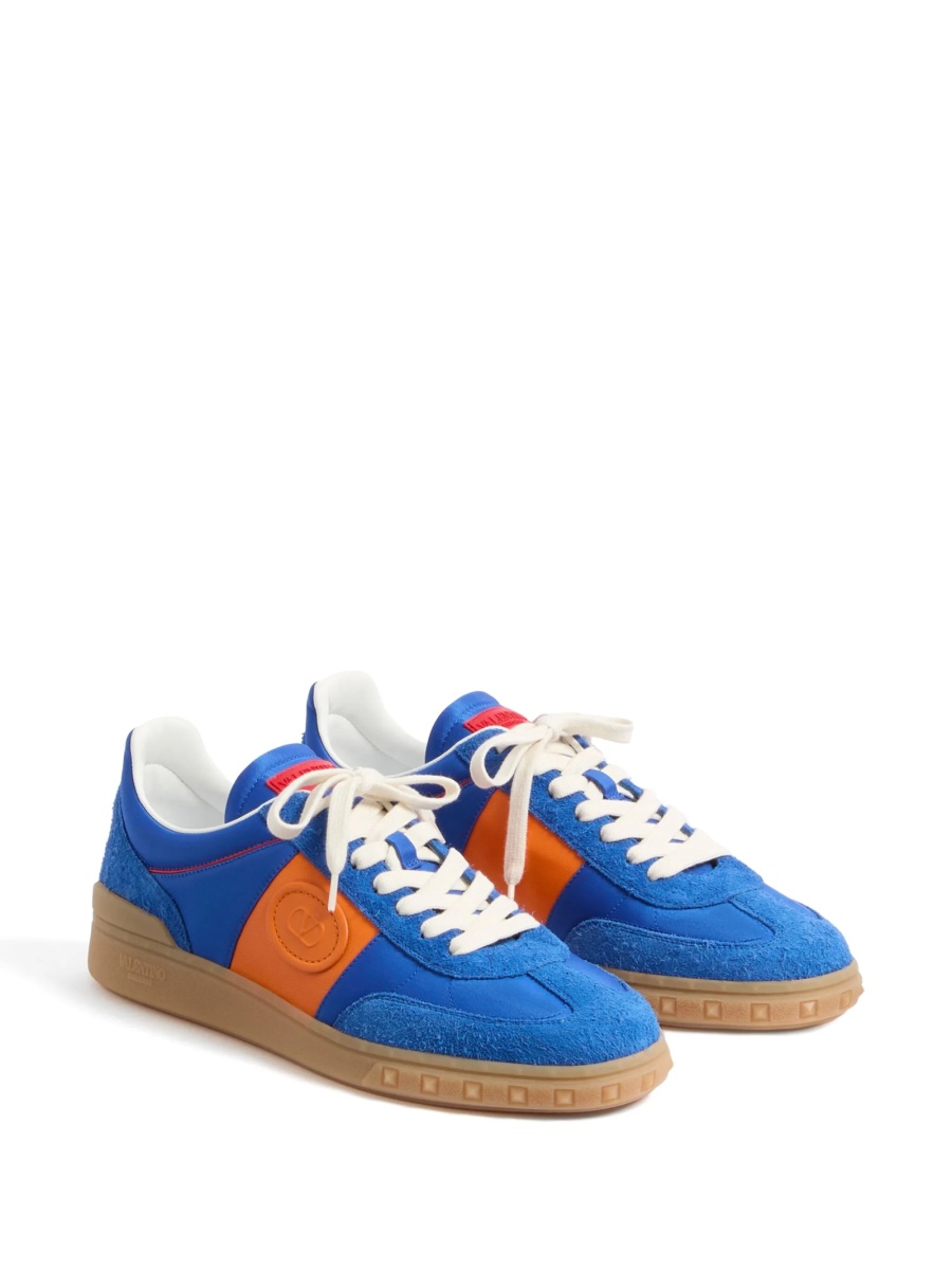 Sneakers Valentino Garavani Rockstud albastri din piele si piele intoarsa - Img 2