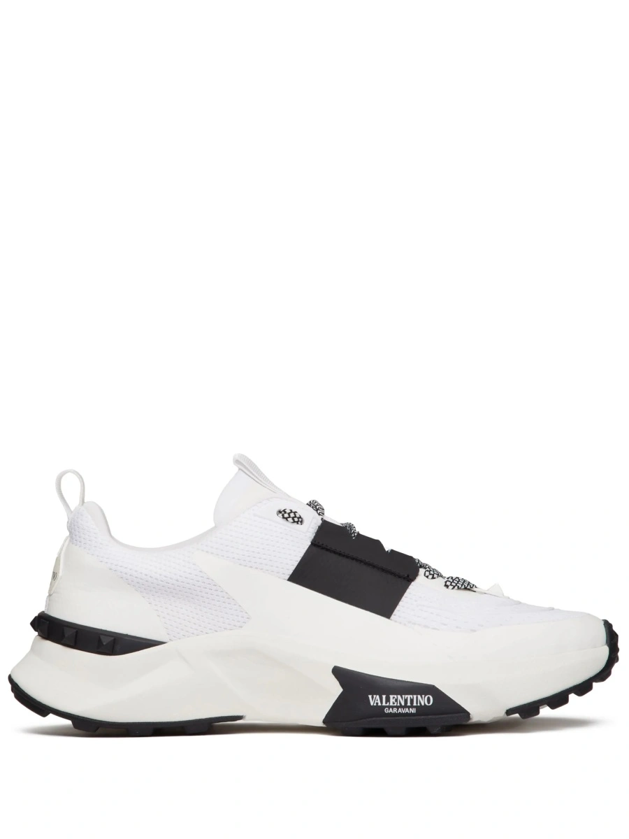 Sneakers Valentino Garavani Rockstud albi din piele si vascoza - Img 10