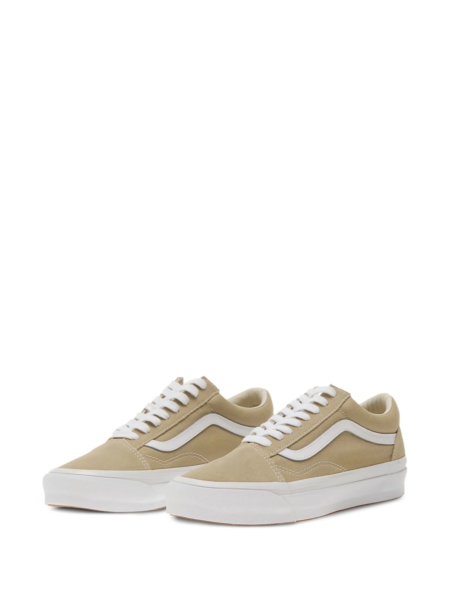 Sneakers Vans Old Skool neutri din piele si material textil - Img 2