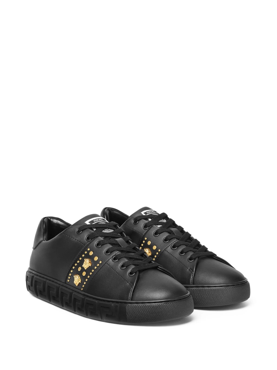 Sneakers Versace Greca negri din piele - Img 2