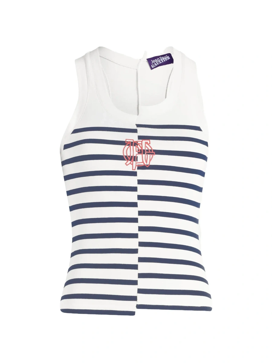 Top Jean Paul Gaultier alb din bumbac - Img 8