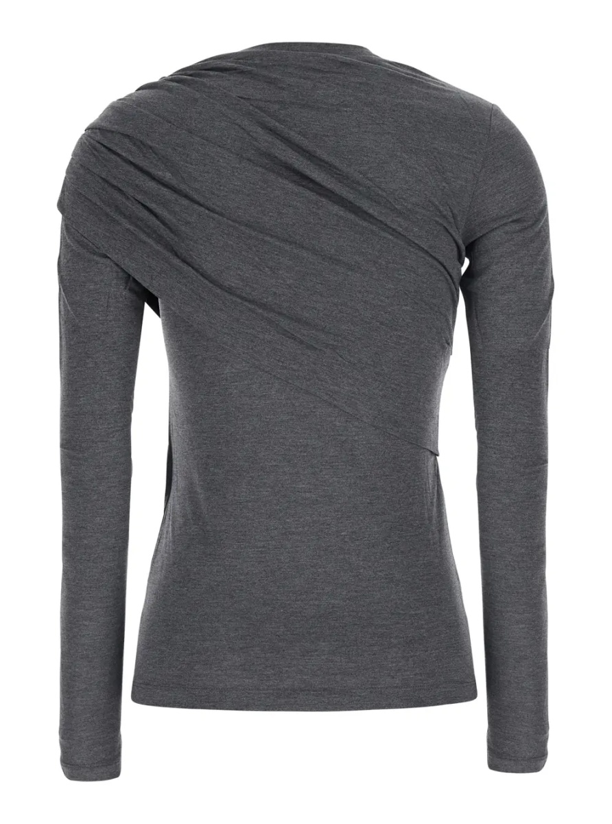 Topuri 'Dressi' Gray Top with draped motif on the front in viscose for women - Img 2