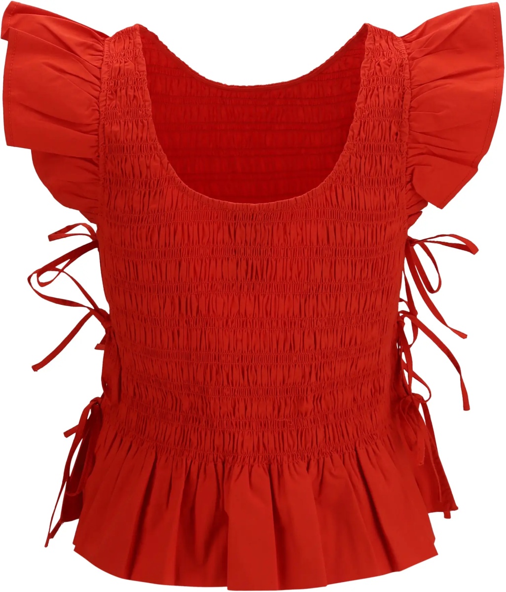 Topuri Ruched cotton Top with side bows - Img 2