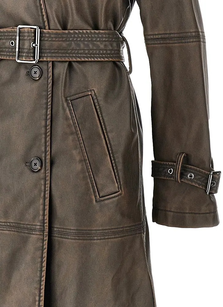 Trenciuri Vintage effect faux leather trench coat - Img 2