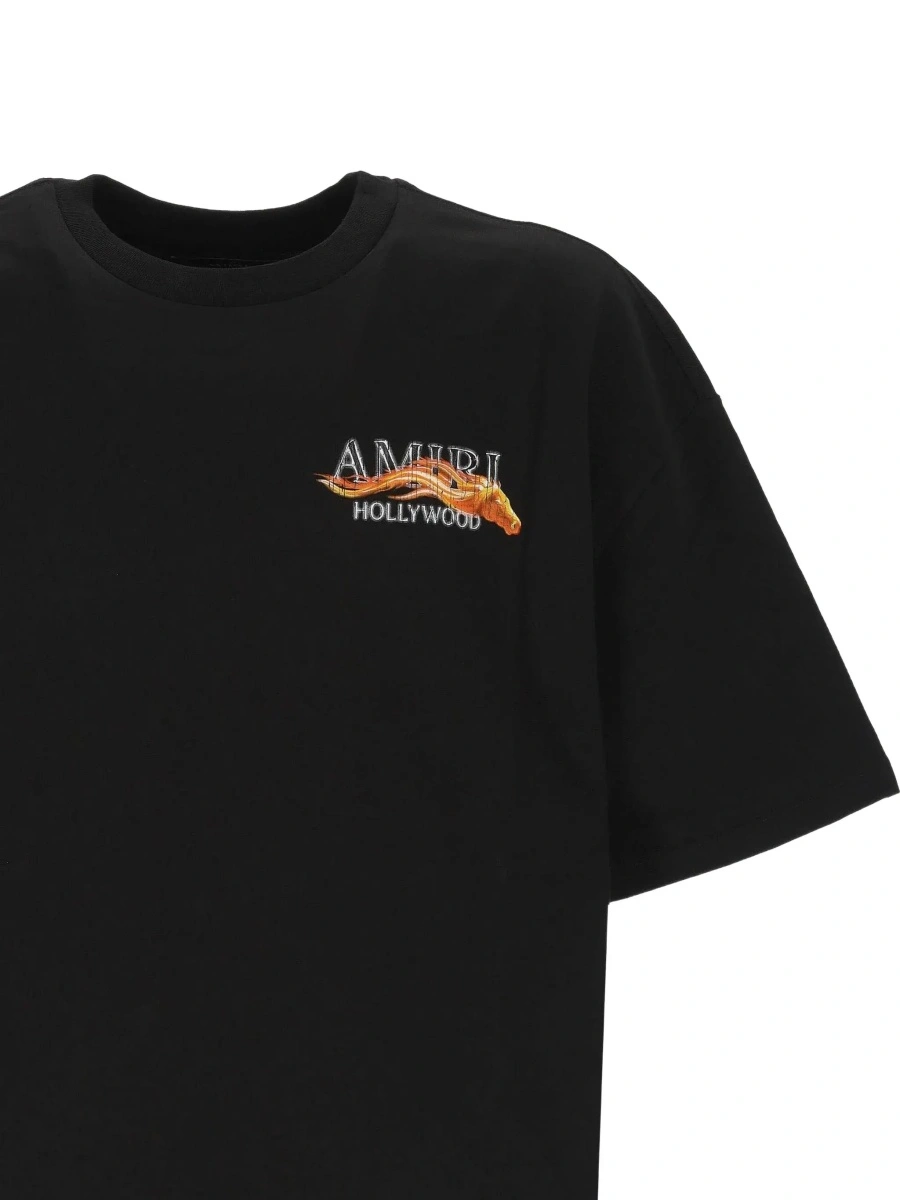 Tricou AMIRI negru din bumbac cu logo imprimat fata si spate - Img 5