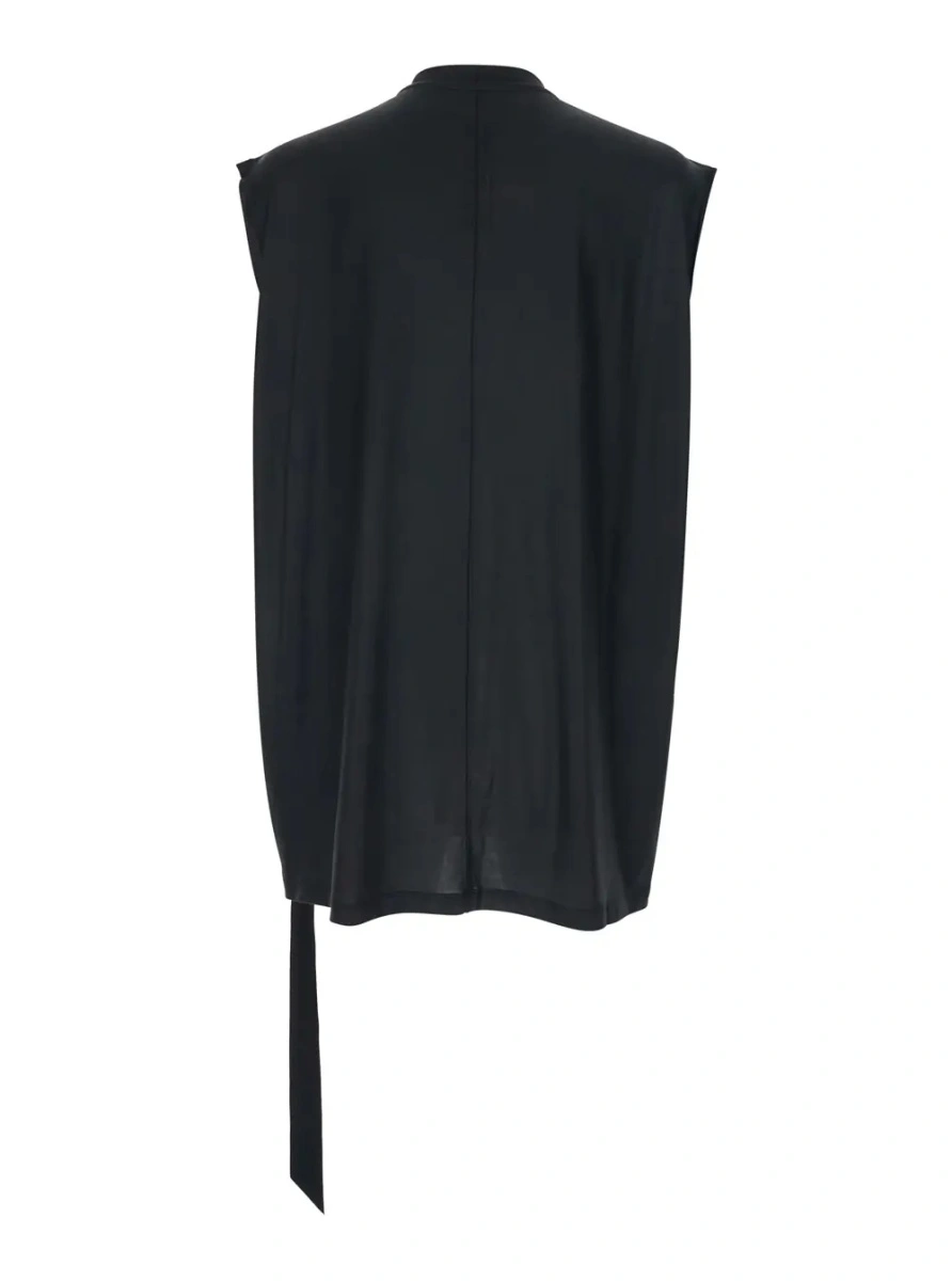 Tricou Black Crew Neck T-shirt with Raised Collar in Tech Fabric for Men - Img 2