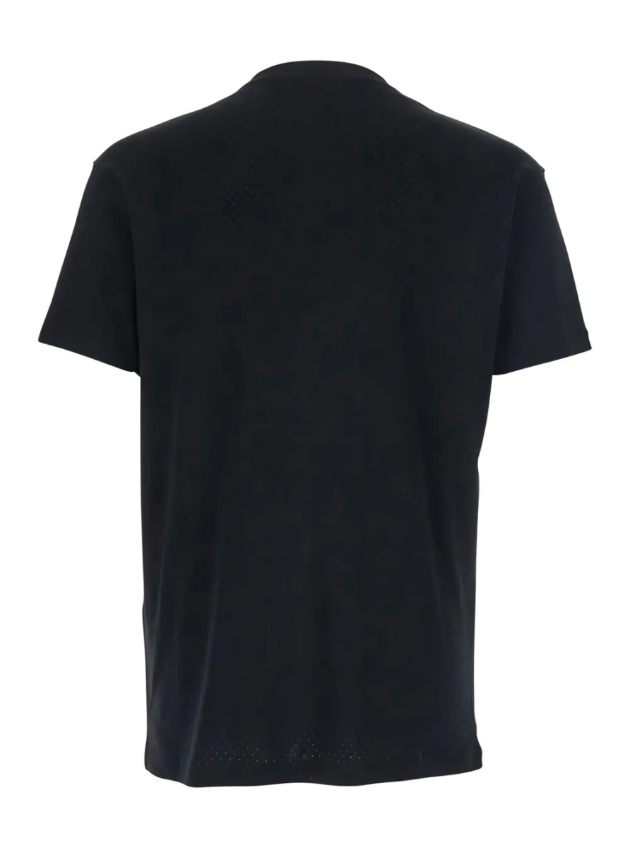 Tricou Black T-Shirt with Logo Embroidery on the Front and Perforated Design in cotton Man - Img 2