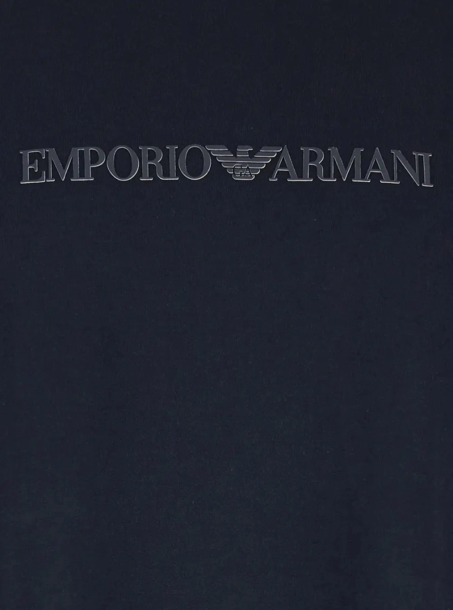 Tricou Blue Crew Neck T-Shirt with Logo Embroidery in Cotton for Men - Img 3