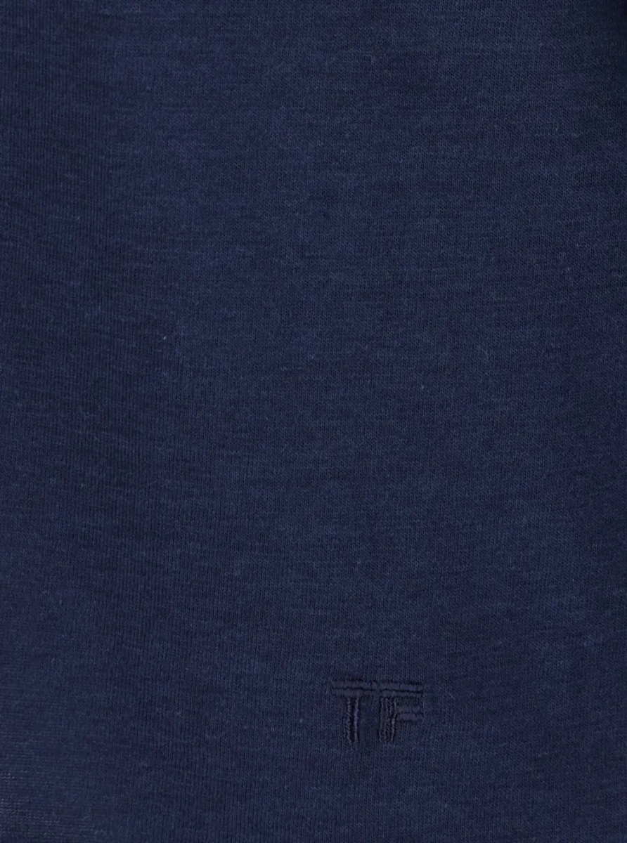 Tricou Blue Crew neck T-shirt with logo embroidery on the front in Blend cotton for men - Img 3