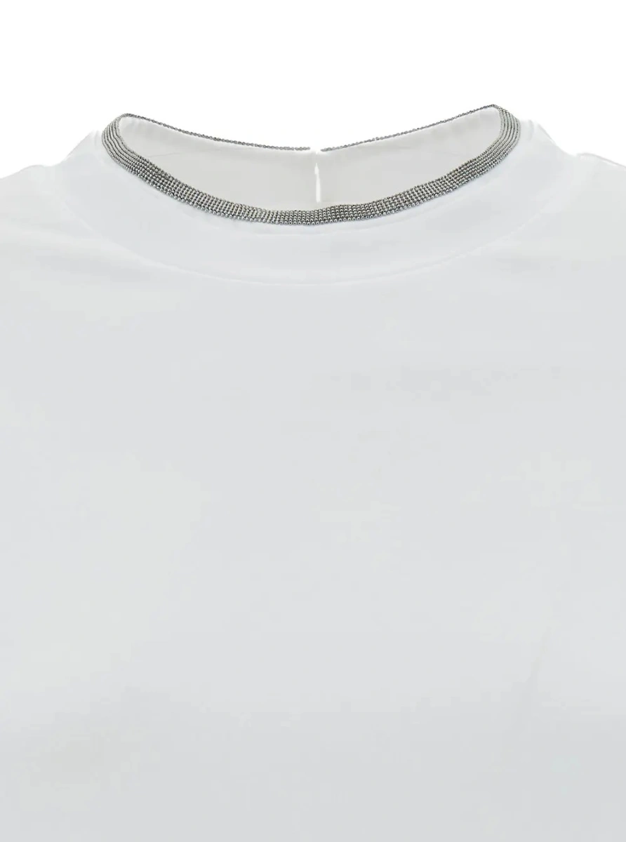 Tricou Brunello Cucinelli alb din bumbac - Img 3