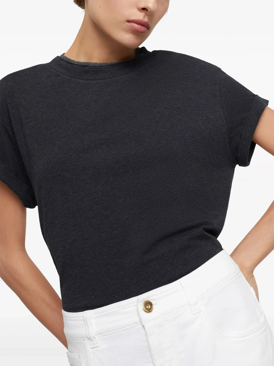 Tricou Brunello Cucinelli gri din jerse - Img 7