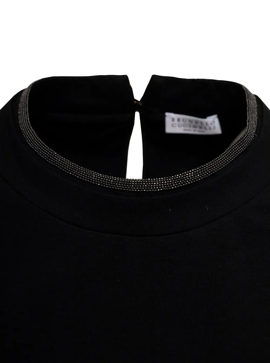 Tricou Brunello Cucinelli negru din bumbac - Img 2