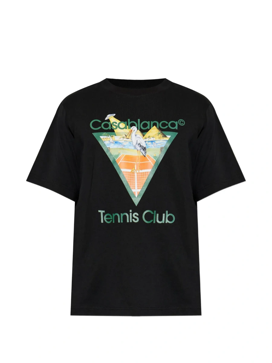 Tricou Casablanca negru din bumbac cu logo imprimat pe piept - Img 8