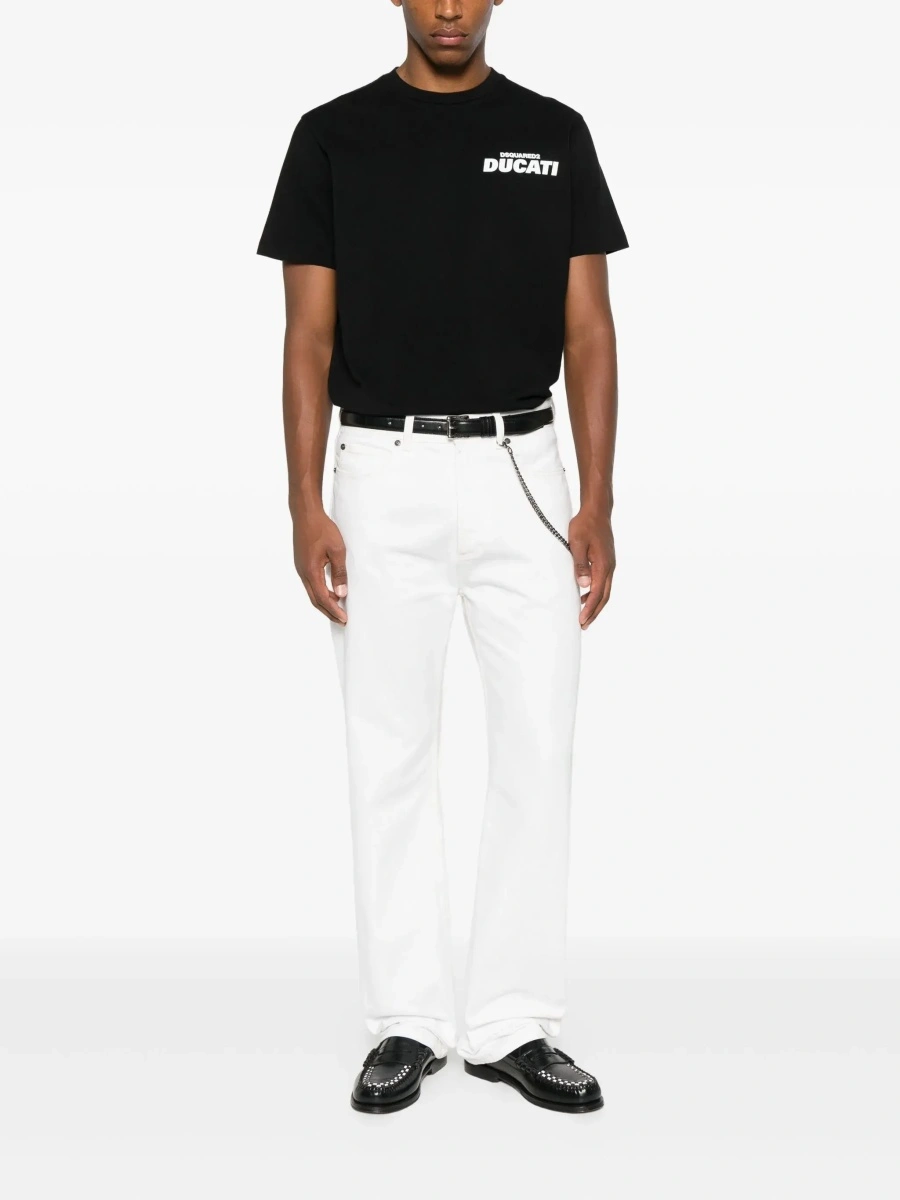 Tricou 'Ducati x D2' Black T-Shirt with Logo on the Front in Cotton Man - Img 4